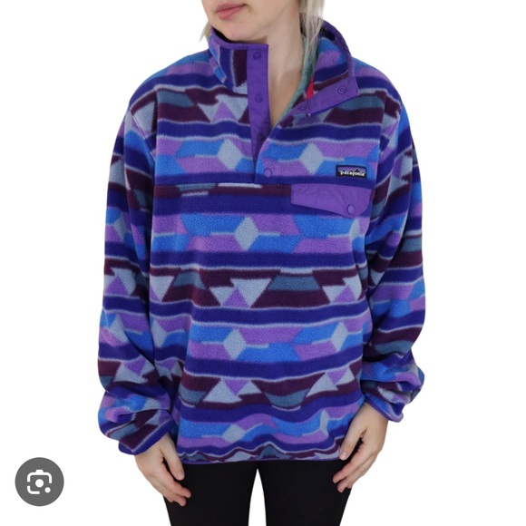 Patagonia Synchilla Womens Snap T Aztec Blue Purple Fleece Jacket - Picture 3 of 5
